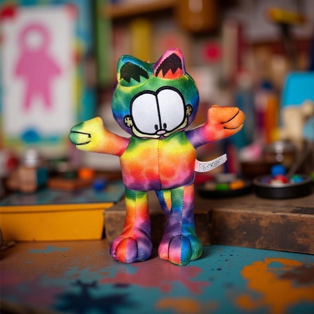 2018 GARFIELD Odie Rainbow Tie Dye Toy Factory 9" Plush 40th Birthday P15
